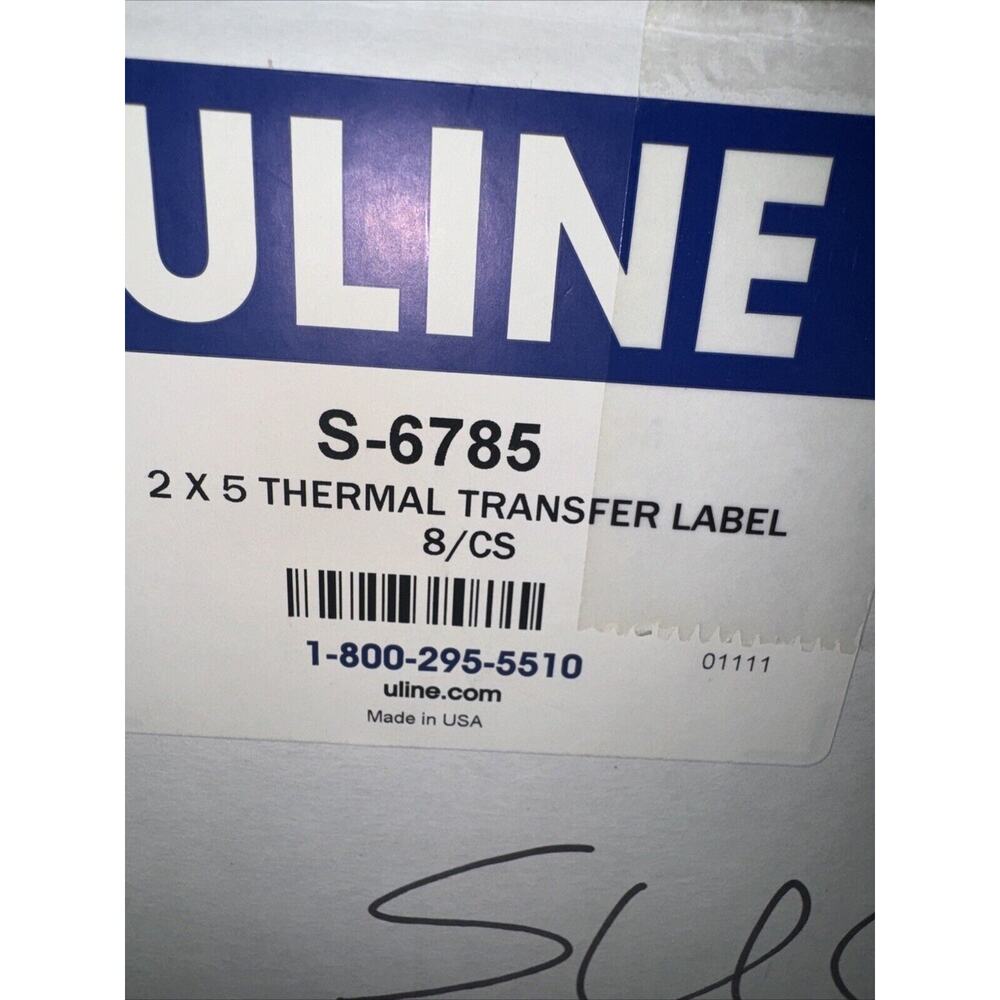Lot Of 5 Uline Thermal Transfer Label S-6785 Size 3” By 5” Rolls Plus Extra Free